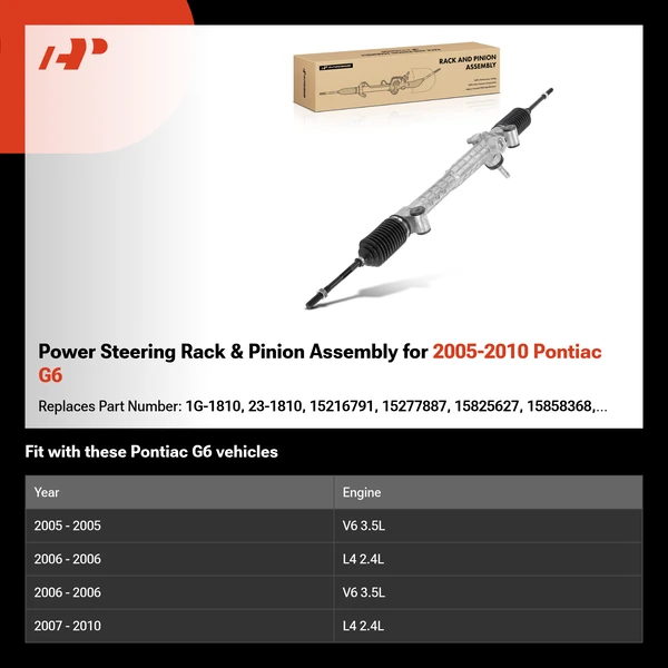 Power Steering Rack & Pinion Assembly for 2005-2010 Pontiac G6