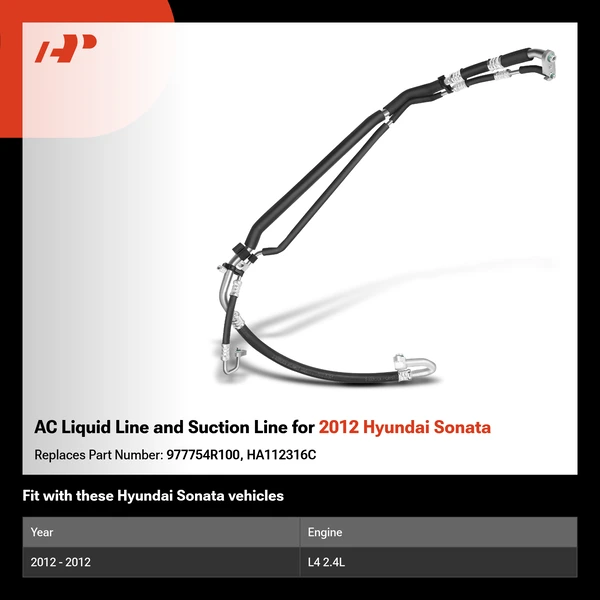 AC Liquid Line and Suction Line for 2012 Hyundai Sonata