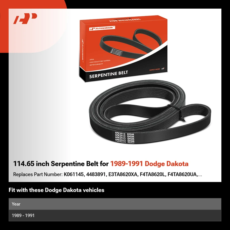 114.65 inch Serpentine Belt for 1989-1991 Dodge Dakota