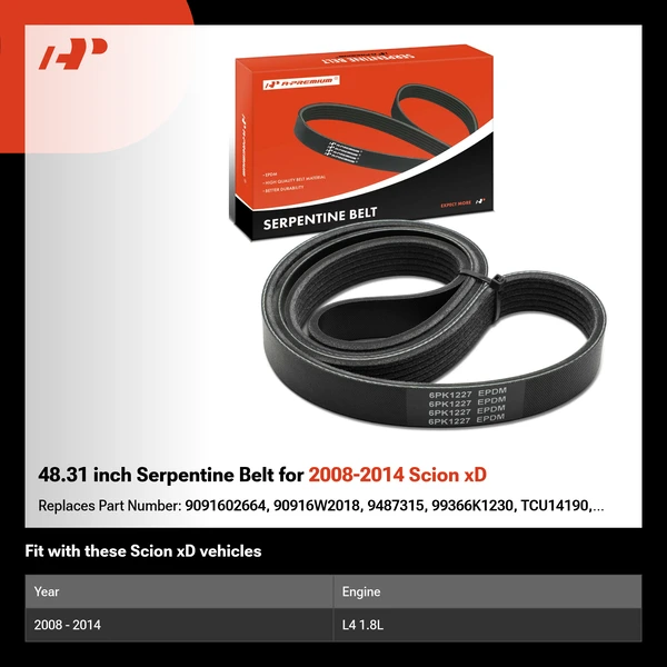 48.31 inch Serpentine Belt for 2008-2014 Scion xD