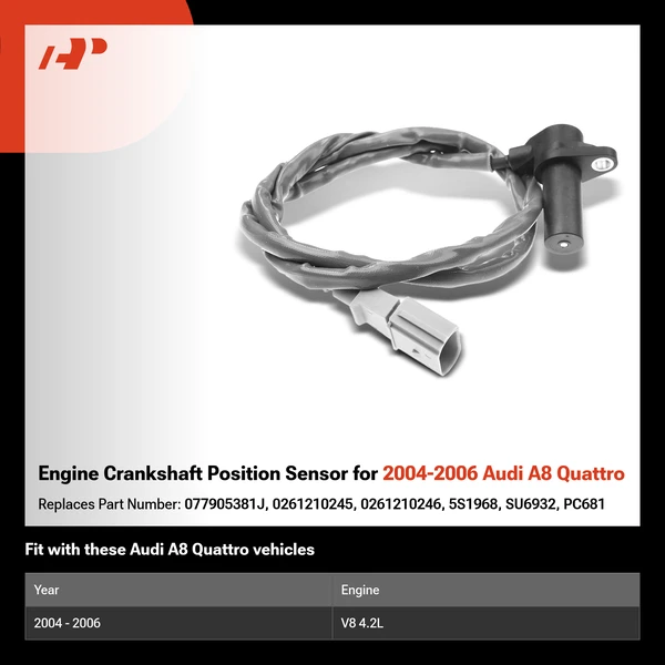 Engine Crankshaft Position Sensor for 2004-2006 Audi A8 Quattro