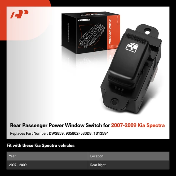 Rear Passenger Power Window Switch for 2007-2009 Kia Spectra