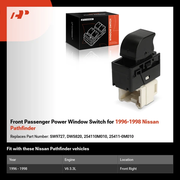 Front Passenger Power Window Switch for 1996-1998 Nissan Pathfinder