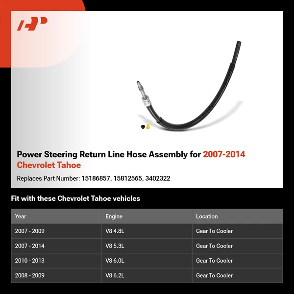 Power Steering Return Line Hose Assembly for 2007-2014 Chevrolet Tahoe