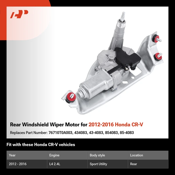 Rear Windshield Wiper Motor for 2012-2016 Honda CR-V