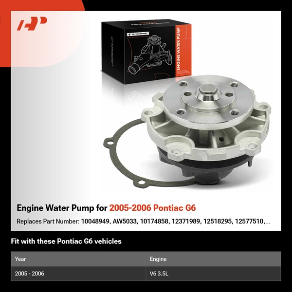 Engine Water Pump for 2005-2006 Pontiac G6