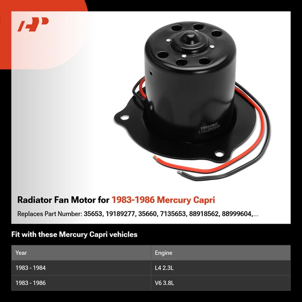 Radiator Fan Motor for 1983-1986 Mercury Capri
