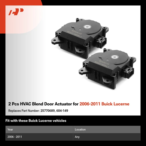 2 Pcs HVAC Blend Door Actuator for 2006-2011 Buick Lucerne