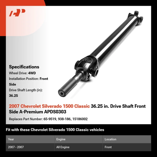 2007 Chevrolet Silverado 1500 Classic 36.25 in. Drive Shaft Front Side A-Premium APDS0303