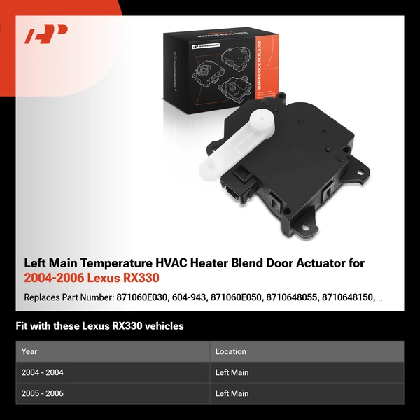 Left Main Temperature HVAC Heater Blend Door Actuator for 2004-2006 Lexus RX330