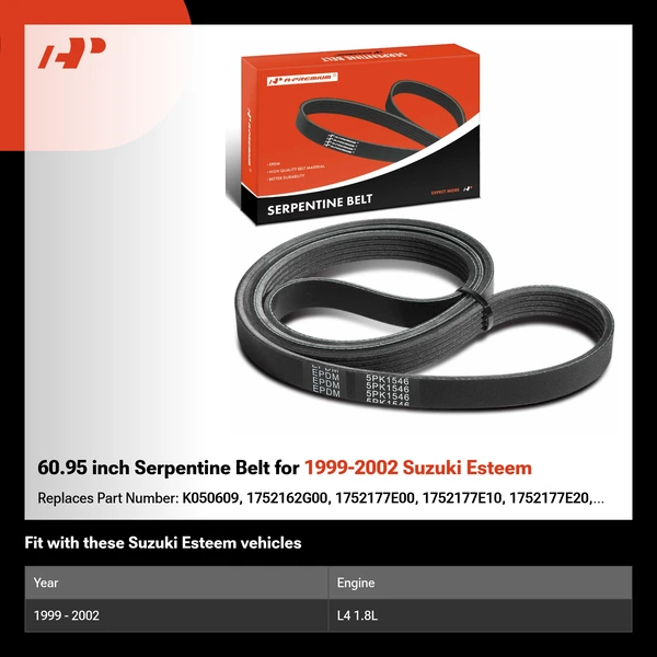 60.95 inch Serpentine Belt for 1999-2002 Suzuki Esteem