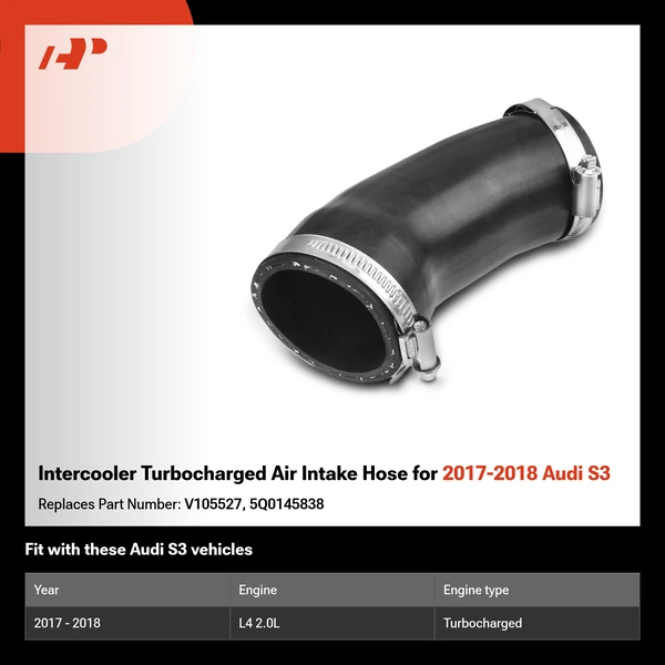 Intercooler Turbocharged Air Intake Hose for 2017-2018 Audi S3