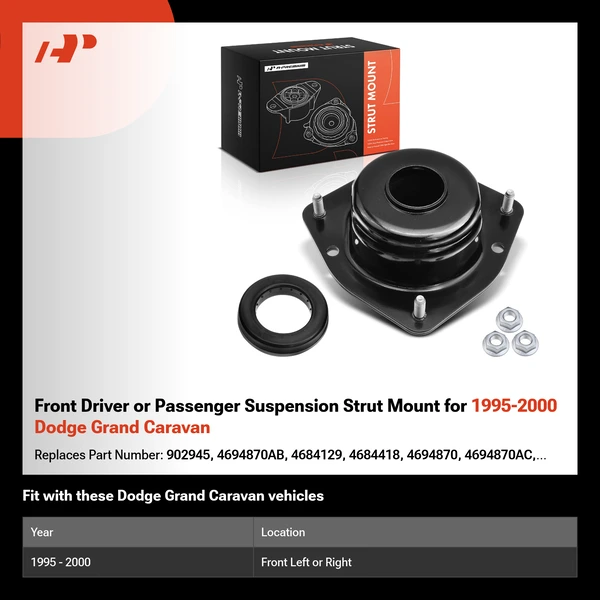 Front Driver or Passenger Suspension Strut Mount for 1995-2000 Dodge Grand Caravan