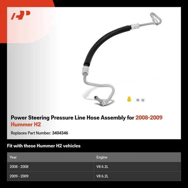 Power Steering Pressure Line Hose Assembly for 2008-2009 Hummer H2