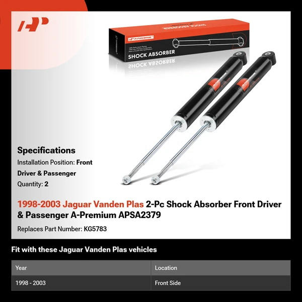1998-2003 Jaguar Vanden Plas 2-Pc Shock Absorber Front Driver & Passenger A-Premium APSA2379