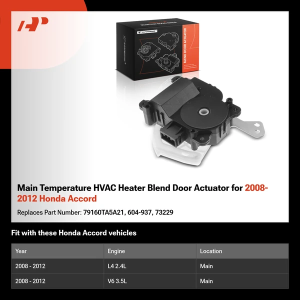 Main Temperature HVAC Heater Blend Door Actuator for 2008-2012 Honda Accord