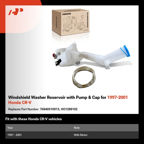 Windshield Washer Reservoir with Pump & Cap for 1997-2001 Honda CR-V