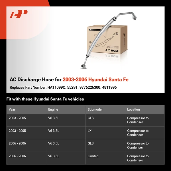 AC Discharge Hose for 2003-2006 Hyundai Santa Fe