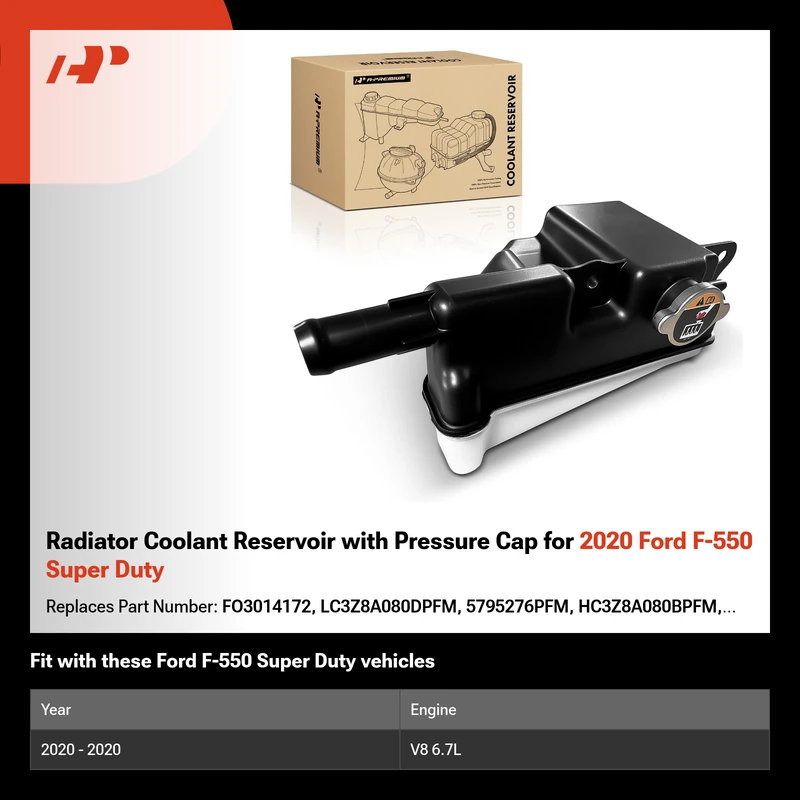 Radiator Coolant Reservoir with Pressure Cap for 2020 Ford F-550 Super Duty