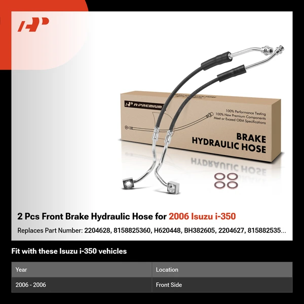 2 Pcs Front Brake Hydraulic Hose for 2006 Isuzu i-350