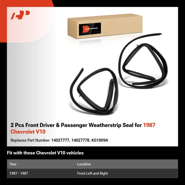 2 Pcs Front Driver & Passenger Weatherstrip Seal for 1987 Chevrolet V10
