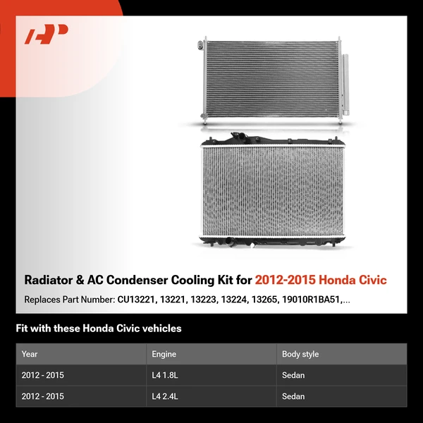 Radiator & AC Condenser Cooling Kit for 2012-2015 Honda Civic