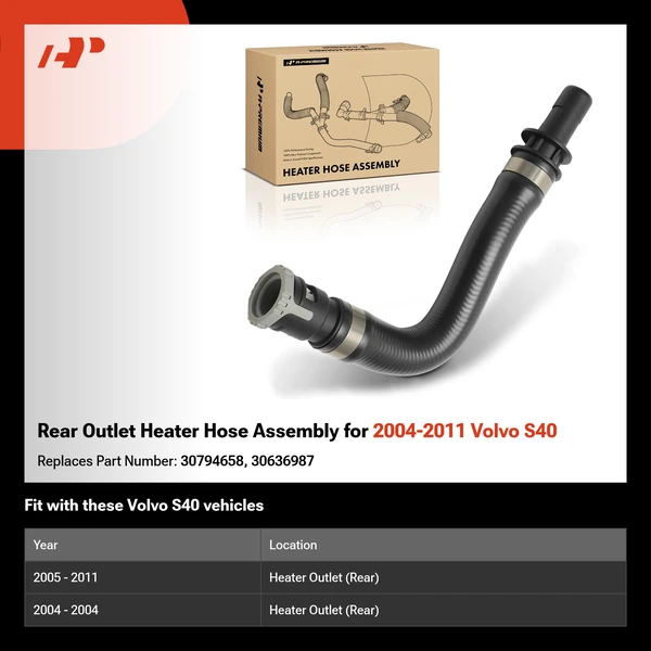 Rear Outlet Heater Hose Assembly for 2004-2011 Volvo S40