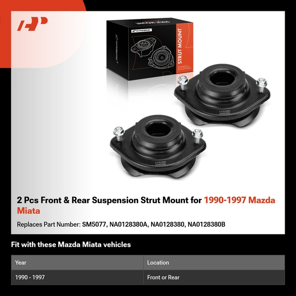 2 Pcs Front & Rear Suspension Strut Mount for 1990-1997 Mazda Miata