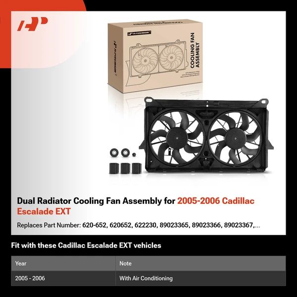 Dual Radiator Cooling Fan Assembly for 2005-2006 Cadillac Escalade EXT