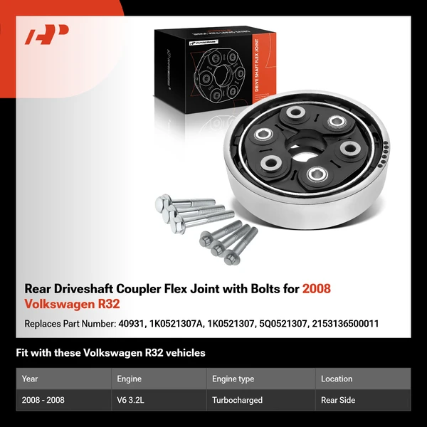 Rear Driveshaft Coupler Flex Joint with Bolts for 2008 Volkswagen R32