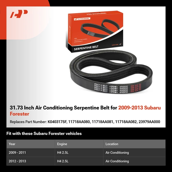31.73 Inch Air Conditioning Serpentine Belt for 2009-2013 Subaru Forester
