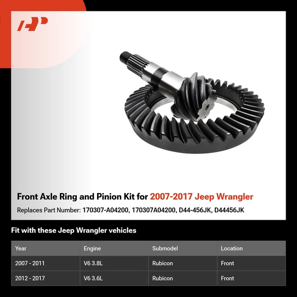 Front Axle Ring and Pinion Kit for 2007-2017 Jeep Wrangler