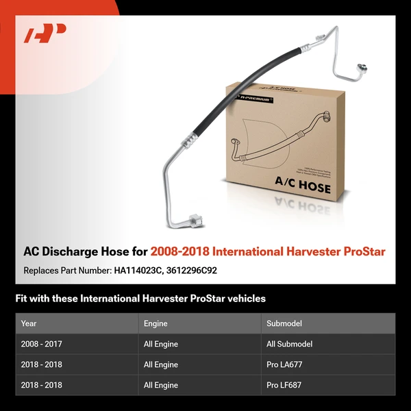 AC Discharge Hose for 2008-2018 International Harvester ProStar