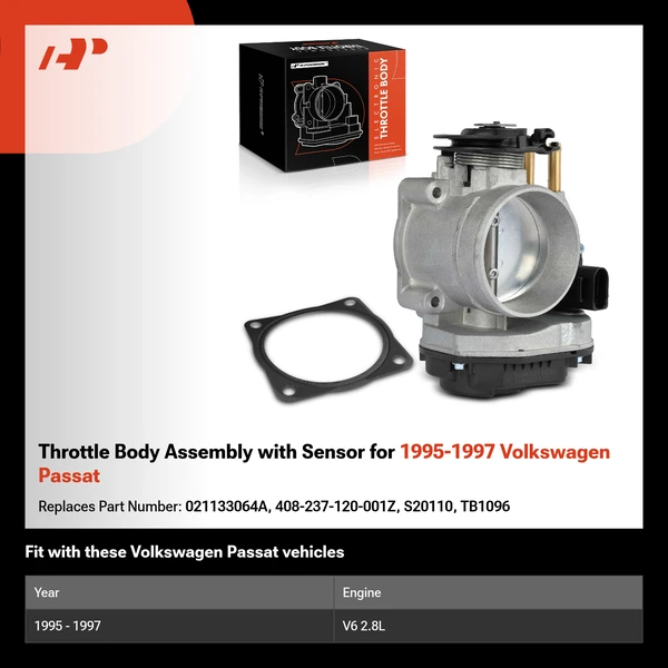 Throttle Body Assembly with Sensor for 1995-1997 Volkswagen Passat