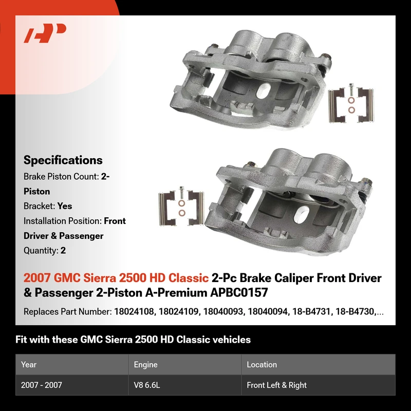 2007 GMC Sierra 2500 HD Classic 2-Pc Brake Caliper Front Driver & Passenger 2-Piston A-Premium APBC0157