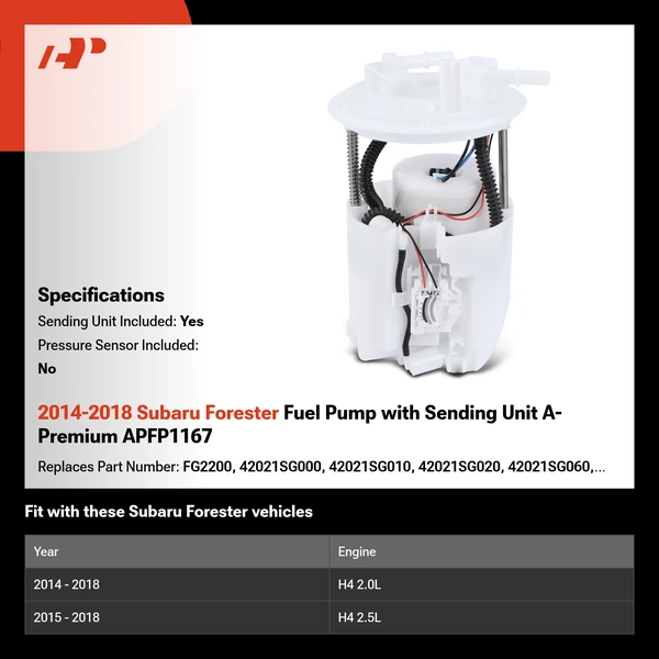 2014-2018 Subaru Forester Fuel Pump with Sending Unit A-Premium APFP1167