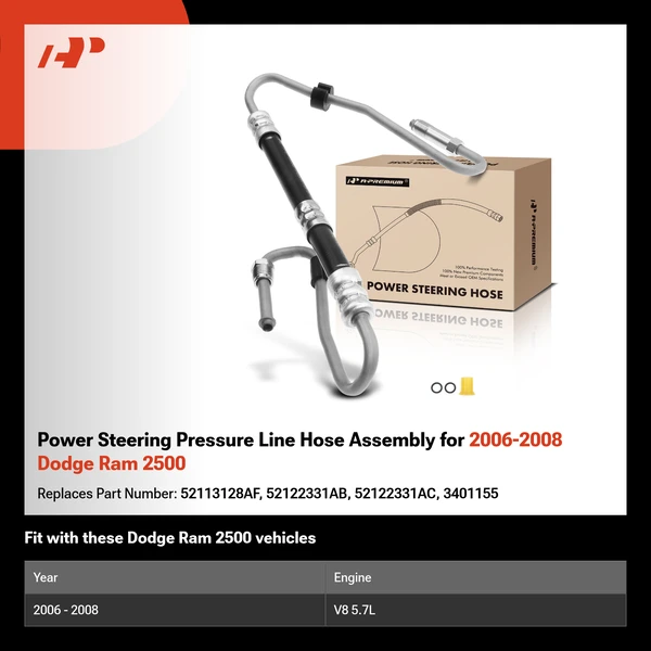 Power Steering Pressure Line Hose Assembly for 2006-2008 Dodge Ram 2500