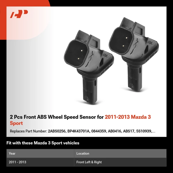 2 Pcs Front ABS Wheel Speed Sensor for 2011-2013 Mazda 3 Sport