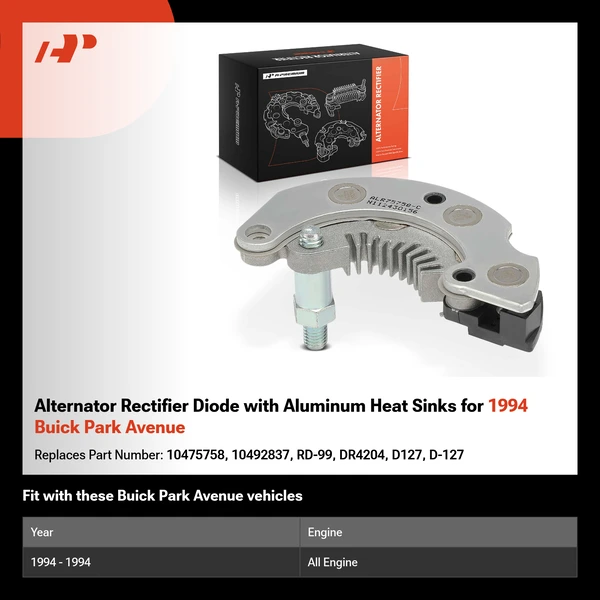 Alternator Rectifier Diode with Aluminum Heat Sinks for 1994 Buick Park Avenue