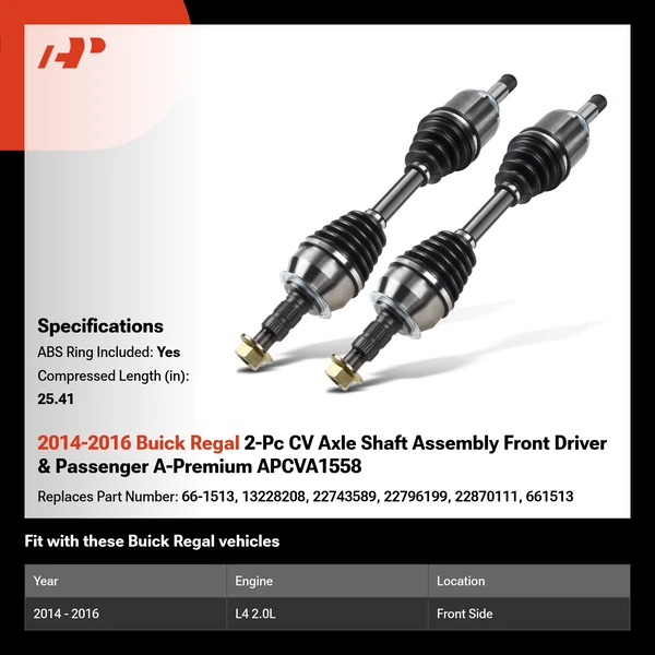 2014-2016 Buick Regal 2-Pc CV Axle Shaft Assembly Front Driver & Passenger A-Premium APCVA1558