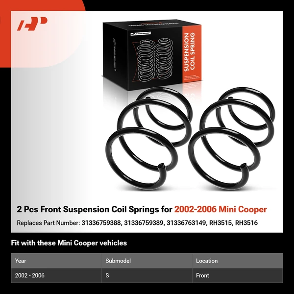 2 Pcs Front Suspension Coil Springs for 2002-2006 Mini Cooper