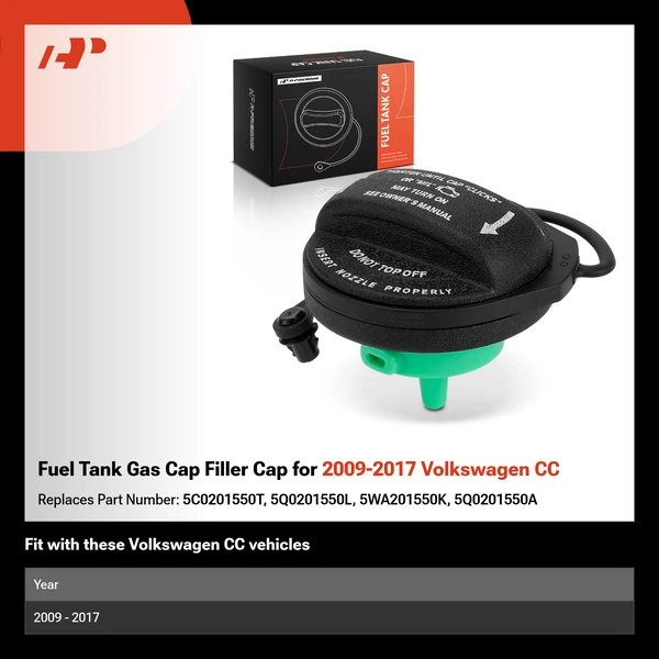 Fuel Tank Gas Cap Filler Cap for 2009-2017 Volkswagen CC