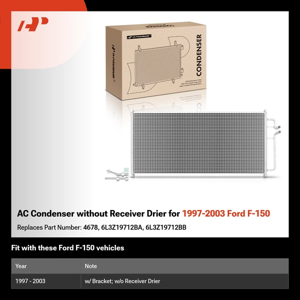 AC Condenser without Receiver Drier for 1997-2003 Ford F-150