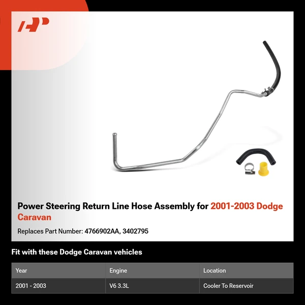 Power Steering Return Line Hose Assembly for 2001-2003 Dodge Caravan