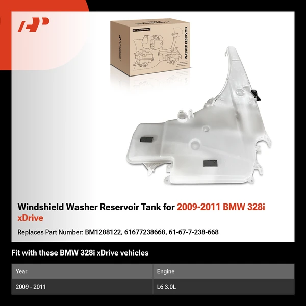 Windshield Washer Reservoir Tank for 2009-2011 BMW 328i xDrive