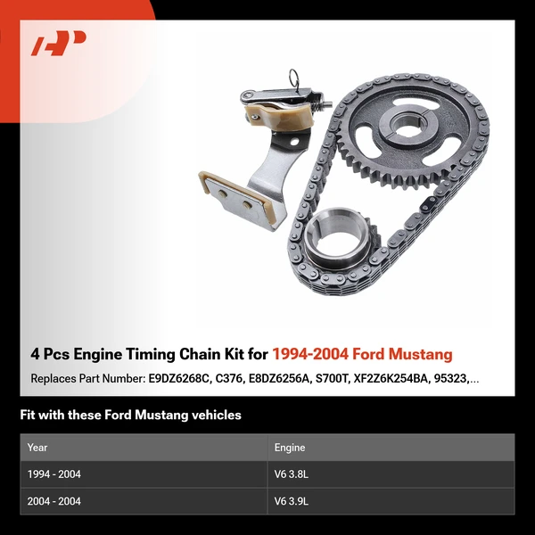 4 Pcs Engine Timing Chain Kit for 1994-2004 Ford Mustang