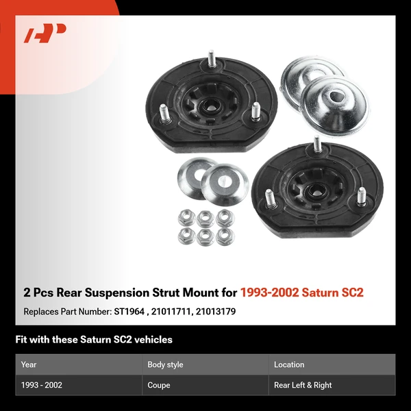 2 Pcs Rear Suspension Strut Mount for 1993-2002 Saturn SC2