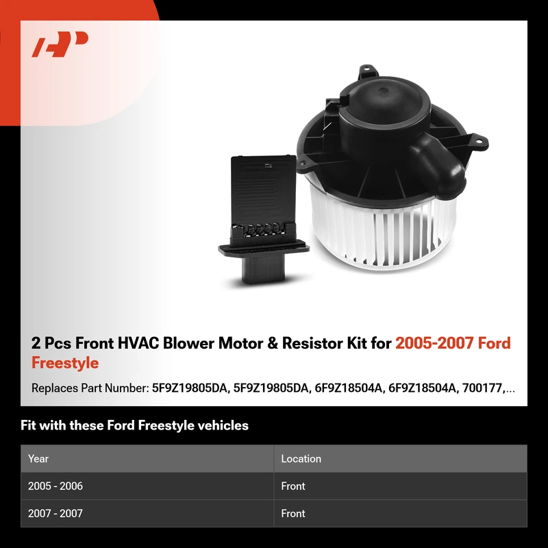 2 Pcs Front HVAC Blower Motor & Resistor Kit for 2005-2007 Ford Freestyle