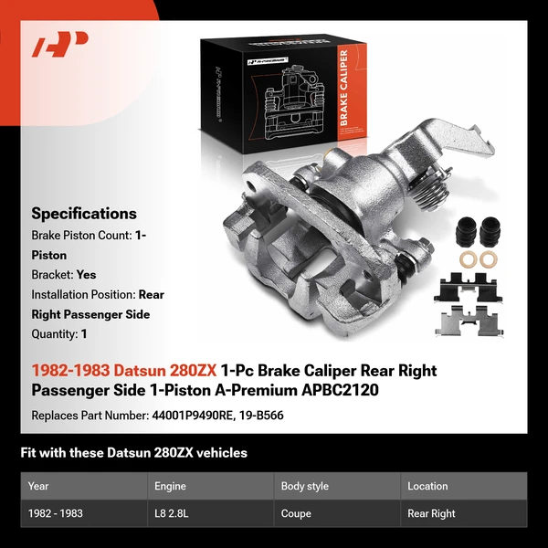 1982-1983 Datsun 280ZX 1-Pc Brake Caliper Rear Right Passenger Side 1-Piston A-Premium APBC2120