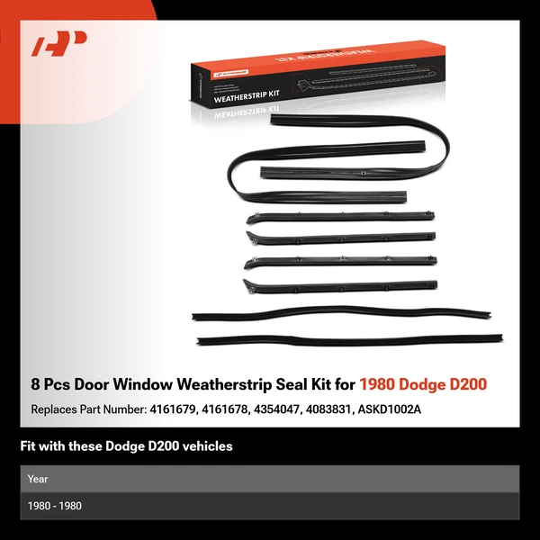 8 Pcs Door Window Weatherstrip Seal Kit for 1980 Dodge D200